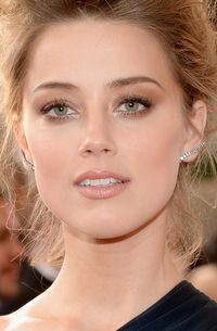 Amber Heard, neutral tons makeup, bronze eyes, Golden Globe Awards 2014.