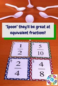 Want a fun, low-prep equivalent fractions game to use in your math centers tomorrow? Read about how we've put an equivalent fractions twist on the classic "Spoons" game and get your FREE equivalent fractions cards to use at games4gains.com.