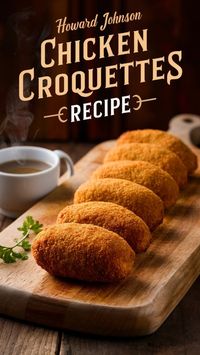 Enjoy a nostalgic meal with this Howard Johnson Chicken Croquettes recipe. Crispy on the outside and tender on the inside, these croquettes are perfect for a comforting snacks.