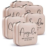 PRICES MAY VARY. UNIQUE BRIDESMAID GIFT: Our jewelry box, which has an elegant style with its versatile and simple design, will be the new stop of your bridesmaids' jewelry at bachelorette parties and weddings. 5 COLORS AND 8 FONTS OPTIONS: You are free to reflect your own style into your personalized jewelry box. Click 'Customize Now' button. Choose your color from 5 color options (black, teal, rose, rustic and white). After that you can write the names, text and date. Your bridesmaid, maid of