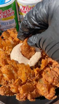 flychefaldenb on Instagram: Blooming Onion Ingredients: 1 large sweet onions 1 c all purpose flour ½ c corn starch 1 tbs smoked paprika 1 tbs Tony Chachere’s…