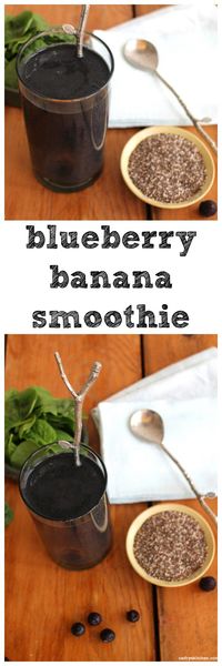 This blueberry banana smoothie is a mouthwatering start to the day. It makes for a great breakfast or afternoon snack. Plus, it's vegan & gluten-free. | cadryskitchen.com #smoothie #vegan #beverages #drink #glutenfree #dairyfree