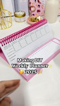 Making a DIY 2025 Weekly (Desk) Planner ✨Getting the measurements right was a pain 🫠 But love how it props up!! 💖 Materials & Equipments: - Coil Binding Machine - Cardstock - Coil Wire - Any kind of paper - PVA Glue This planner is in the Half Page A5 size. The printable has been made and downloaded from planify pro. If you’re a seller interested in using them commercially ✅ check out the business plan. It comes with all templates, patterns, graphics, fonts and more ✨