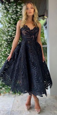 Simple Black Lace Tea-length Prom Dress Evening Dress sold by Wedding store on Storenvy