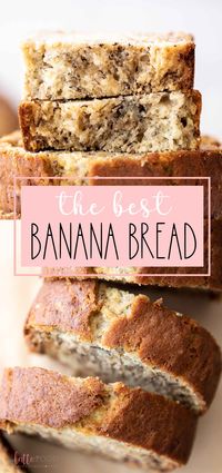 This homemade banana bread is one of my favorite banana bread recipe ever! It’s my mom’s classic banana bread and it’s light and fluffy while being full of fresh banana flavor. It’s made without sour cream too and it’s still such a moist banana bread!