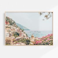 "Art print of the iconic village of Positano on the Amalfi Coast, Italy. The soft summer tones will look perfect in any modern bohemian or coastal space. This is an instantly downloadable, digital print. NOTE: ALL LINKS FOR DOWNLOADING ART FILES ARE IN THE TXT FILE! There are file size limitations on Etsy and we want you to have the best possible print quality, so you will be provided with links for download upon purchase. INSTANT DOWNLOAD This listing is for a digital file only. After checkout