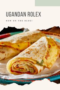 Ugandan Rolex is a beloved street food in Uganda that can be found on any street corner. This delicious recipe consists of layered flatbread with eggs and veggies.