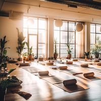 Photo bright yoga studio with equipment | Premium Photo #Freepik #photo