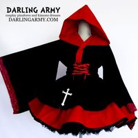 Cosplay Wishlist: Ruby and Black Hooded Cosplay Kimono Dress with Corseted Waist | Darling Army