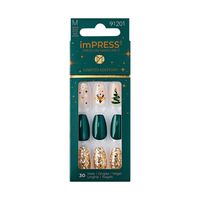 imPRESS Holiday Press-On Nails, Cozy Comfort, Green, Medium Length, Coffin Shape, 30 Ct. - Walmart.com