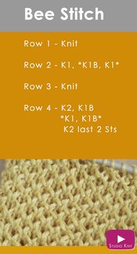 How to Knit the BEE Stitch Easy Free Knitting Pattern   Video Tutorial with Studio Knit via @StudioKnit