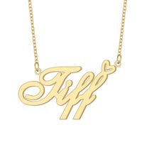 Tiff Name Neckalce, 18K Gold Plated Name necklace, Best Friend Chucky and Tiff Jewelry for Girls Her This necklace is made of  Stainless Steel Available color: Gold, Silver Chain Length: 16 inches with 2 inches extensive chain. Processing Time: 2-10 business days Standard Shipping: 10-15 business days to USA.                                      15-30 business days to other countries. Expedited Shipping: 5-8 business days to USA.  5-10 business days to others. Please do not hesitate to contact us with any concerns. More Custom Name Necklace, Please Vistit Our Store: https://www.etsy.com/shop/Xiaohand