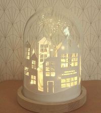 DÃ©cor de NoÃ«l : village lumineux sous cloche #vintagechristmas