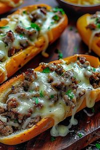 Preparing Philly Cheesesteak Garlic Bread with steak and onions