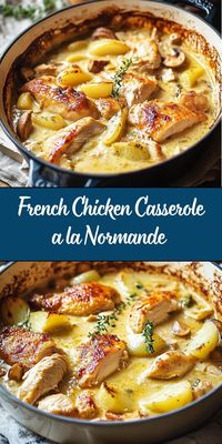 French Chicken Casserole à la Normande is a comforting, one-pot dish inspired by the flavors of Normandy, France. It features tender chicken, apples, mushrooms, and onions simmered in a creamy cider-based sauce. This rustic, flavorful casserole is perfect for fall and cold-weather dining.