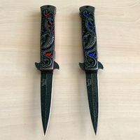 8.75 Dragon Engraved Blue Cool Knife Tactical Spring Assisted - Etsy Canada