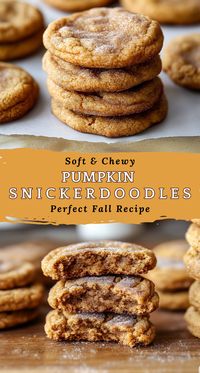 Experience the ultimate fall cookie with these Pumpkin Snickerdoodles! These cookies are perfectly chewy, packed with rich pumpkin flavor, and coated in a delightful cinnamon-sugar mix. Perfect for cozy autumn days and holiday gatherings! #PumpkinCookies #Snickerdoodles #FallBaking #PumpkinSpice