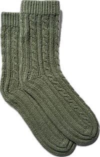 Cashmere Socks Loden Socks ($55) ❤ liked on Polyvore featuring intimates, hosiery, socks, accessories, clothing - socks, socks & tights, socks/tights, loden green, cashmere socks and cable sock