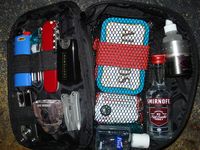 Survial Kit  (ok i see that there is alcahol in it, and im lds, i know that it can be used to unfreeze windsheilds and its not just for drinking, and in my case it wouldnt be for drinking)