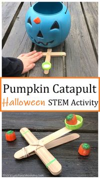 Craft Stick Pumpkin Catapult: Halloween STEM Activity | There's Just One Mommy