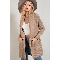 Super Cozy Open Front Knit Cardigan with Shawl Collar