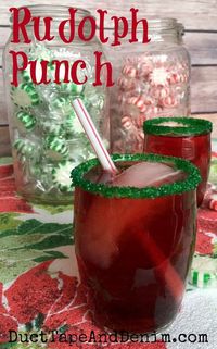 Rudolph Punch. My kids' favorite drink for Christmas parties. Non-alcoholic. | http://DuctTapeAndDenim.com