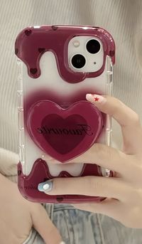 Cute Love Heart Bracket Ice Cream Wine Red Case for iPhone 14 13 12 11 Pro Max