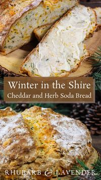 Freshly baked soda bread flavoured with sharp cheddar cheese and a blend of fresh herbs is best served warm straight from the hearth of a cozy hobbit hole in the Shire.