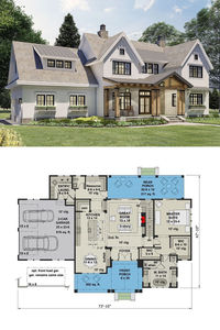 Discover the charm of our Two-Story 4-Bedroom New American Farmhouse floor plan, featuring a loft and bonus room. This thoughtfully designed home offers a perfect blend of functionality and rustic elegance. Embrace the spacious interiors, timeless farmhouse aesthetics, and versatile layout that make this dream home ideal for modern living. #NewAmericanFarmhouse #SpaciousInteriors #VersatileDesign #DreamHomePlan