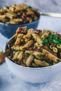 Vegan Cashew Pesto Chickpea Pasta with Sun-Dried Tomatoes