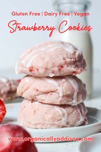 STRAWBERRY COOKIES The Best Healthy Vegan Strawberry Cookies Recipe for Easter, Mother's Day and Valentine's Day.