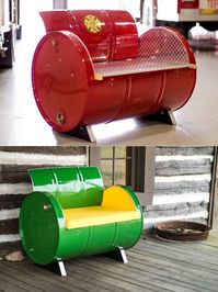 55-gallon steel drums repurposed into amazing furniture collection  #recycled #reporposed #reuse #upcycled