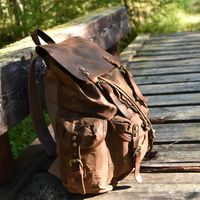 Waterproof Canvas and Leather Backpack | Woosir Large Canvas Rucksack