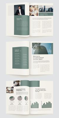 Green Annual Report Design Template InDesign INDD - 20 Pages