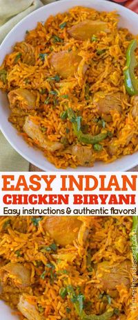 Chicken Biryani is a bold and flavorful Indian dish with crazy tender bites of chicken with bell peppers in a deliciously spiced and fragrant rice. | #indian #indianrecipes #biryani #rice #dinnerthendessert #easyricedish #onepot #chickendinner