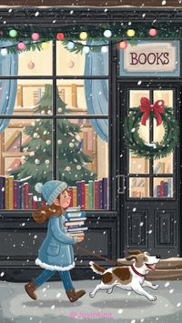 There's nothing quite like the feeling of snuggling up with a good book on a cold winter day. This enchanting illustration brings to life the joy of reading, with a charming scene of a cozy bookstore filled with warmth and the promise of adventure. #bookstore #winter #cozy #reading #books #dog #snow #illustration #art #bookstagram #booklover #bookworm #bibliophile #readingnook #wintervibes #bookish #christmas #holiday #cute #adorable #christmasgifts #giftideas #bookishgifts #winterwonderland #snowday #bookstagrammer #bookphotography #booklove #bookaddict