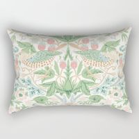 William Morris Strawberry Thief Cochineal Willow Rectangular Pillow by Archipelago