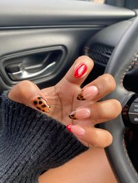 Cheetah print french tip, firehouse red french tip