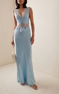 Exclusive Visions Lace-Trimmed Satin Midi Dress By Third Form | Moda Operandi