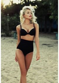 Brace yourself for bathing suit season. Love the high waisted trend....makes shopping for a suit a little less intimidating. Black+high+waisted+vintage+inspired+swimsuit+by+Addabitofsparkles,+$55.00