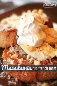 This Coconut Macadamia Nut French Toast is a copycat breakfast recipe from the Hukilau Cafe in Hawaii. It's a little taste of Hawaii each time we make it! #coconutmacadamianutfrenchtoast #coconut #macadamianut #frenchtoast #breakfast #coconutfrenchtoast #macadamianutrecipe #FavoriteFamilyRecipes #favfamilyrecipes #FavoriteRecipes #FamilyRecipes #recipes #recipe #food #cooking #HomeMade #RecipeIdeas via @favfamilyrecipz