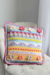 Stitch Sampler Pillow Crochet Pattern free Spring Rhapsody Pillow pattern