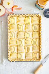 Open Apple Slab Pie with Honey Vanilla Bean Frangipane - Cloudy Kitchen