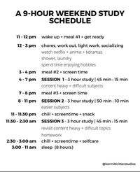 9 hours study schedule