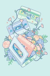 Nostalgic and cute wall art is here! Check out the Cassette tapes poster by Hiroko Hashimoto