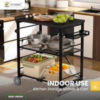 The Folding Grill Cart in All Black is the perfect blend of style and function for your outdoor cooking needs. Made with a durable stainless steel frame, this metal pizza oven stand features 3 spacious shelves for easy storage and organization. With lock casters for easy mobility and secure placement, this versatile rolling cart is ideal for home parties, bars, or camping. Whether grilling or hosting, this foldable kitchen island cart provides convenience and elegance.

#GrillCart #OutdoorKitchen #FoldingCart #PizzaOvenStand #RollingCartWithWheels #CampingAccessories #OutdoorCooking #HomePartyEssentials #USA #AllBlackFurniture