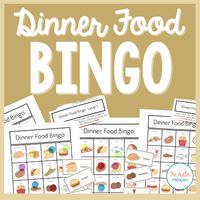 Elevate language skills with our dinner food-themed Bingo resource designed for special education. Featuring 20 boards and calling cards, this resource offers two levels of play for comprehensive learning. The concrete level, with pictures only, focuses on picture identification and vocabulary, while the complex version includes written descriptions to enhance receptive language, problem-solving, and vocabulary building. Bingo promotes turn-taking and leadership, making it ideal for independent