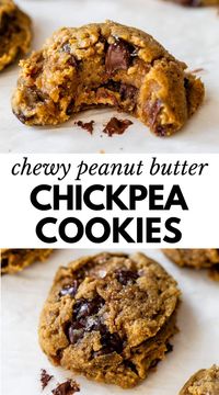 These chewy Peanut Butter Chickpea Cookies are protein-packed and loaded with plenty of peanut butter and minimal sugar. The best part is that they're gluten free, vegan and only 6 ingredients! 