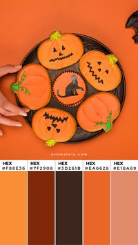 Woman taking Halloween cookie Color Palette 358  - Color combination, Color pallets, Color palettes, Color scheme, Color inspiration, Colour Palettes, Art, Inspiration, Vintage, Bright, Background, Warm, Dark, Design, Yellow, Green, Orange, Red, Purple, Rustic, Fall, Autumn, Thanksgiving, Autumn 2019, Nature, Seasonal, Wood, Wooden, Season, Natural