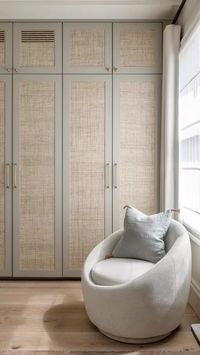 Bespoke wardrobes with oak internals at our Notting Hill. Inset @phillipjeffrieslondon wallpaper to add texture and warmth… | Instagram